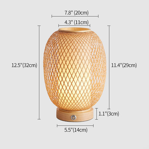 Bamboo Cordless Table Lamp Dimensions View