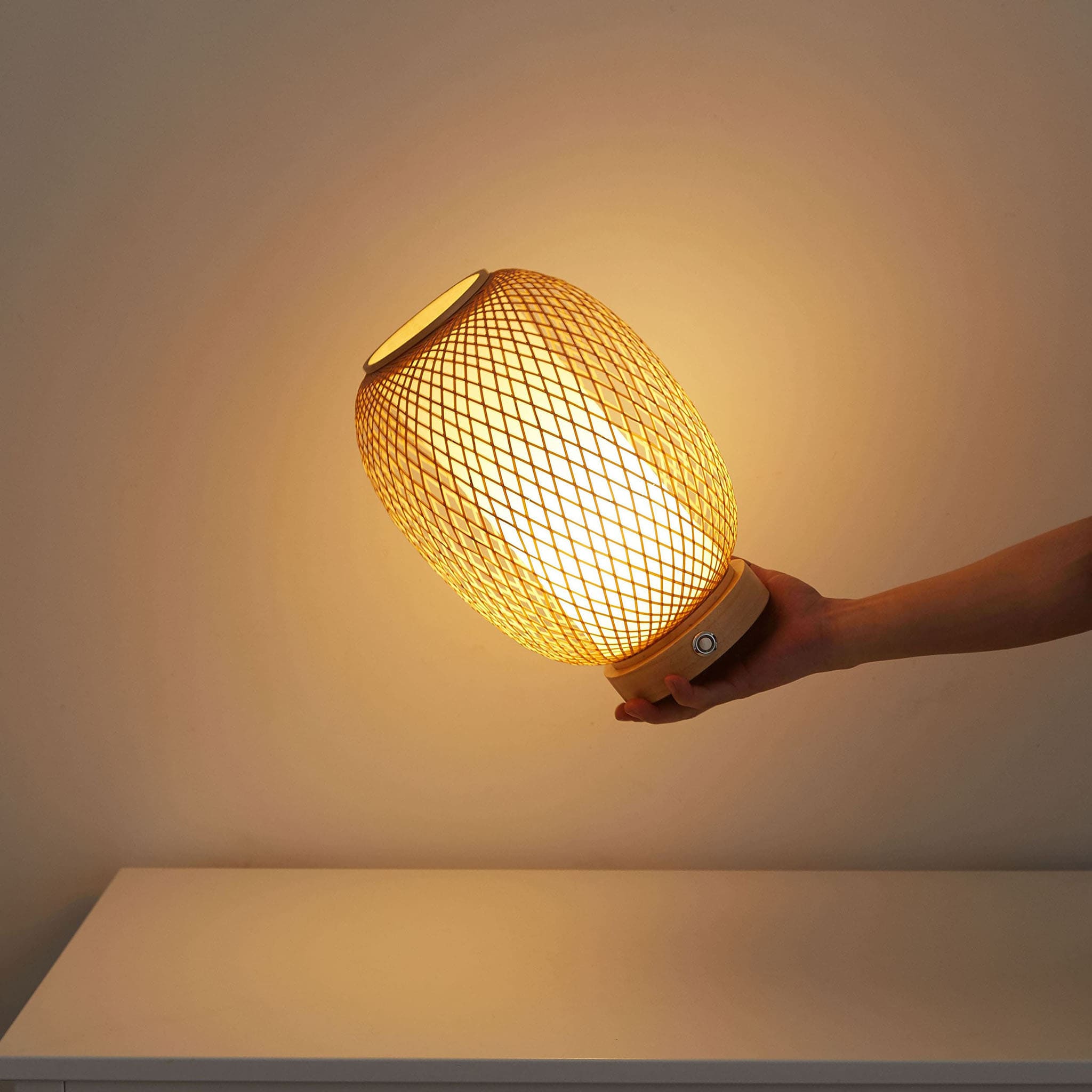 Bamboo Cordless Table Lamp Lightweight Design