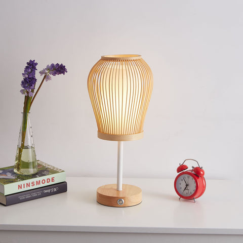 Battery Powered Bamboo SilkTable Lamp 01