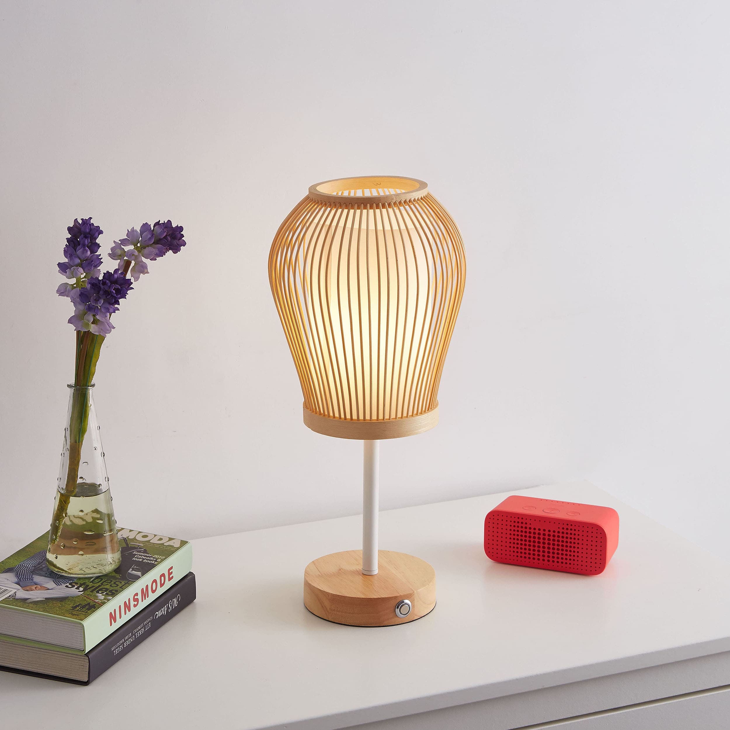 Battery Powered Bamboo SilkTable Lamp 03