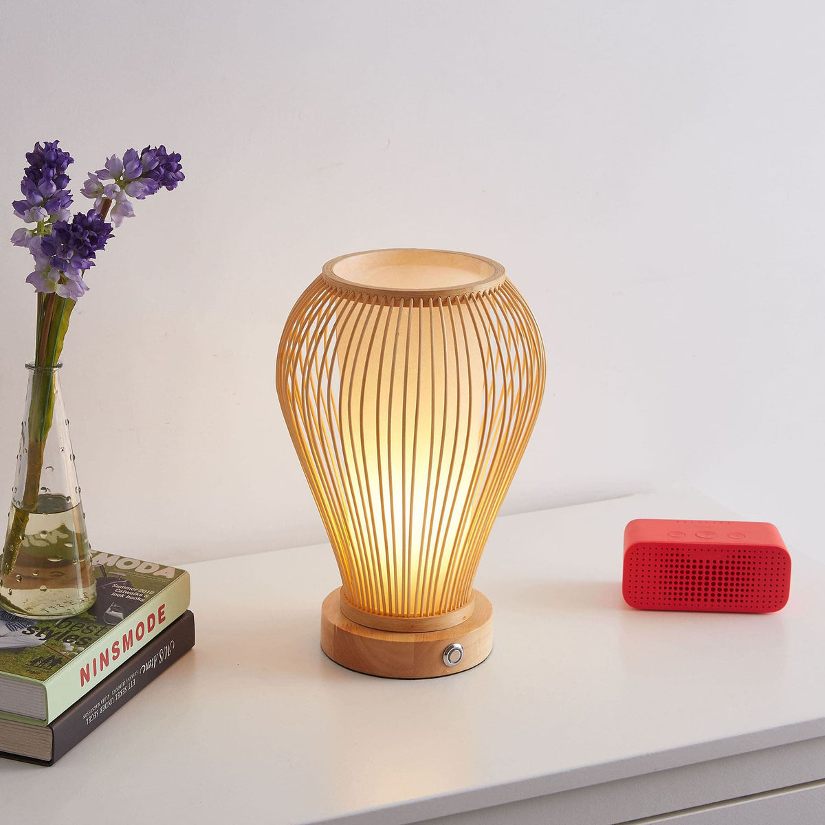Battery Powered Bamboo Table Lamp 01