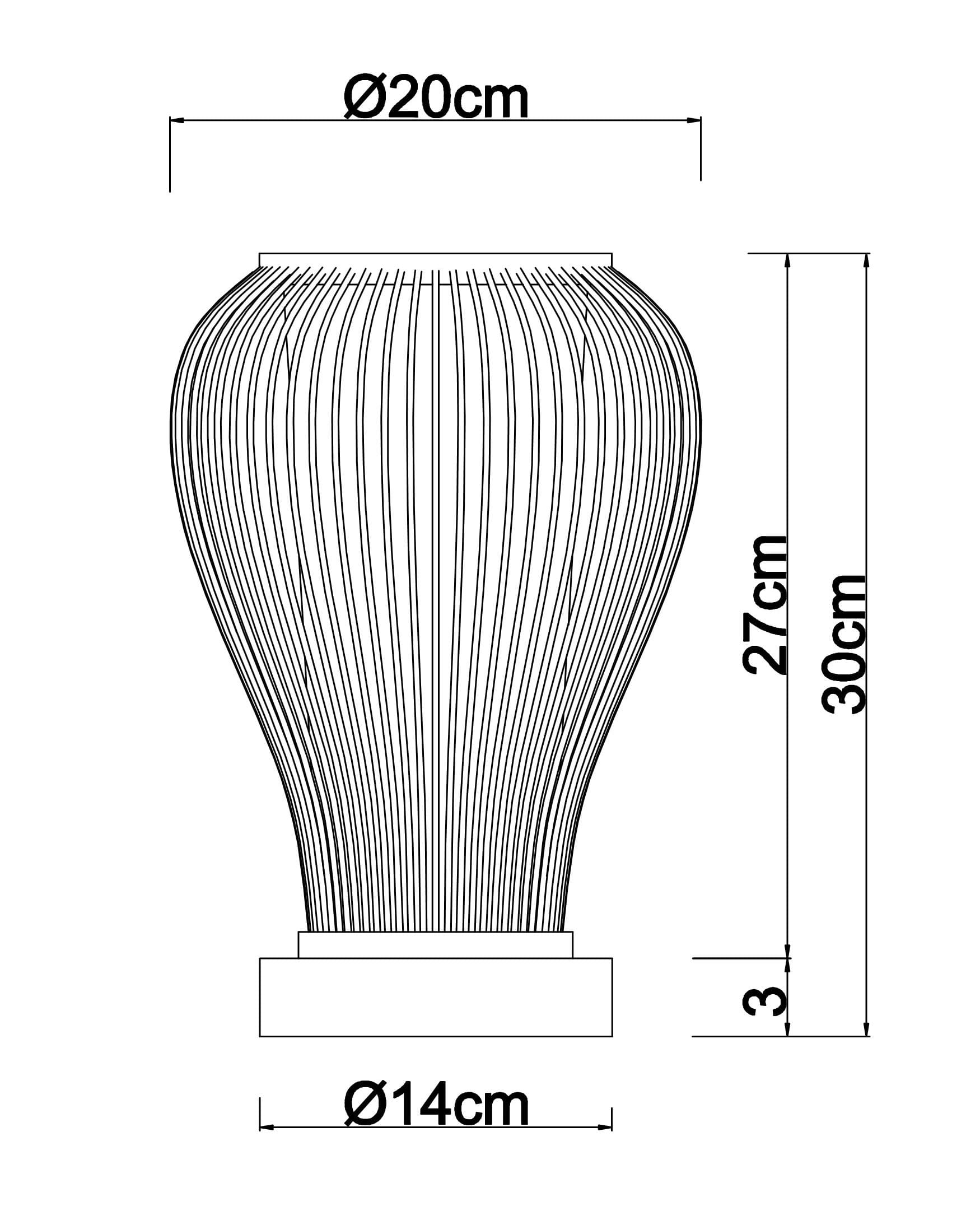 Battery Powered Bamboo Table Lamp Dimensions View