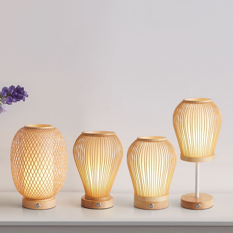 Rechargeable Bamboo Table Lamp Collection-View