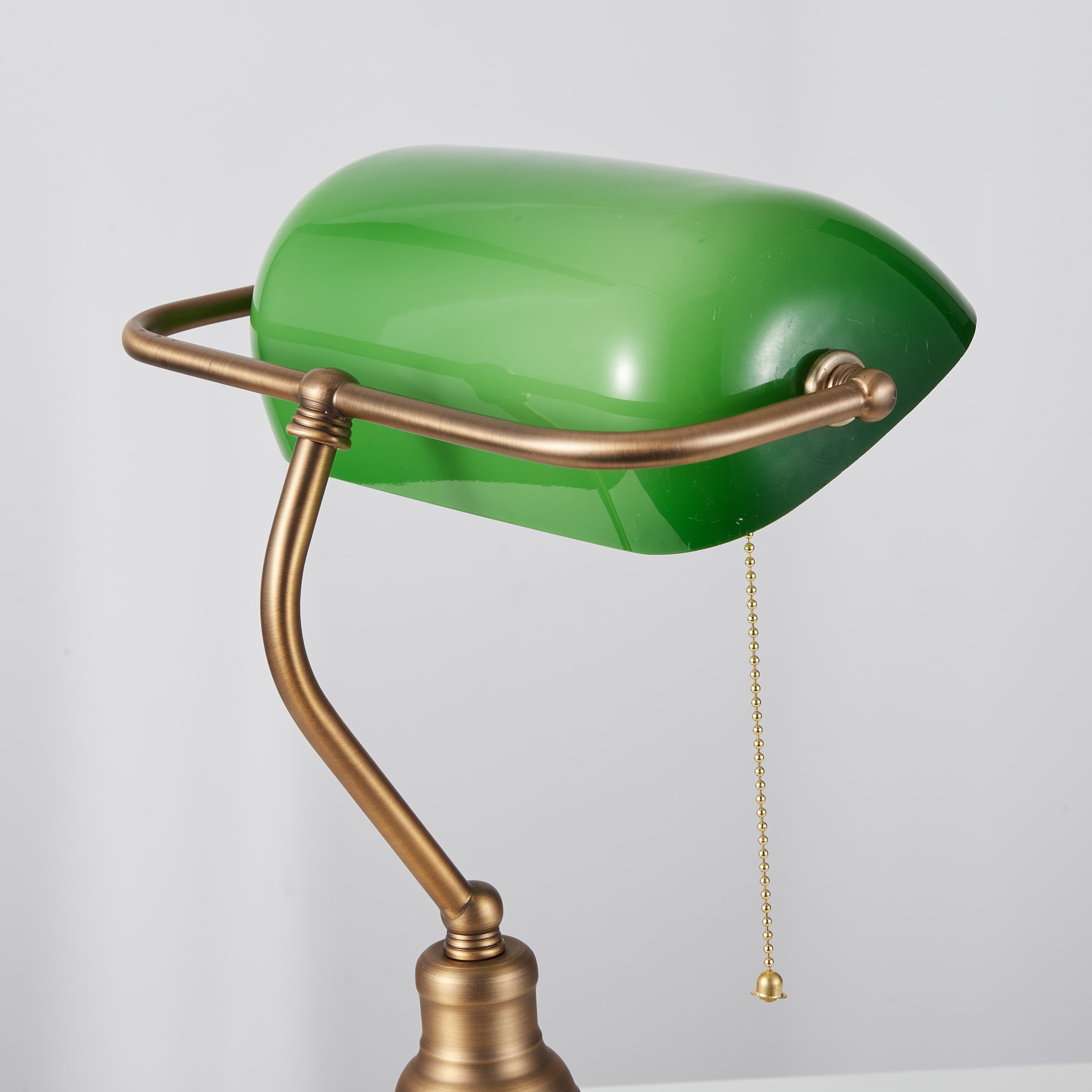 bankers light green glass cordless-desk lamp brown bronze detail image1