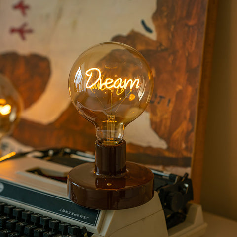 Battery Bedside Lamp Bulb with Text