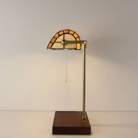 Battery Operated Tiffany Style Bankers Lamp - Grape Lampshade