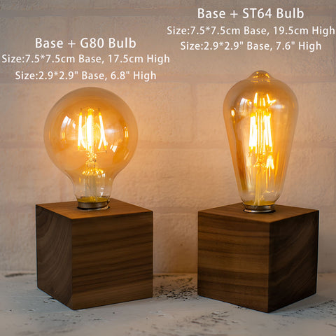 Wooden Cordless Table Lamp With Edison Bulb