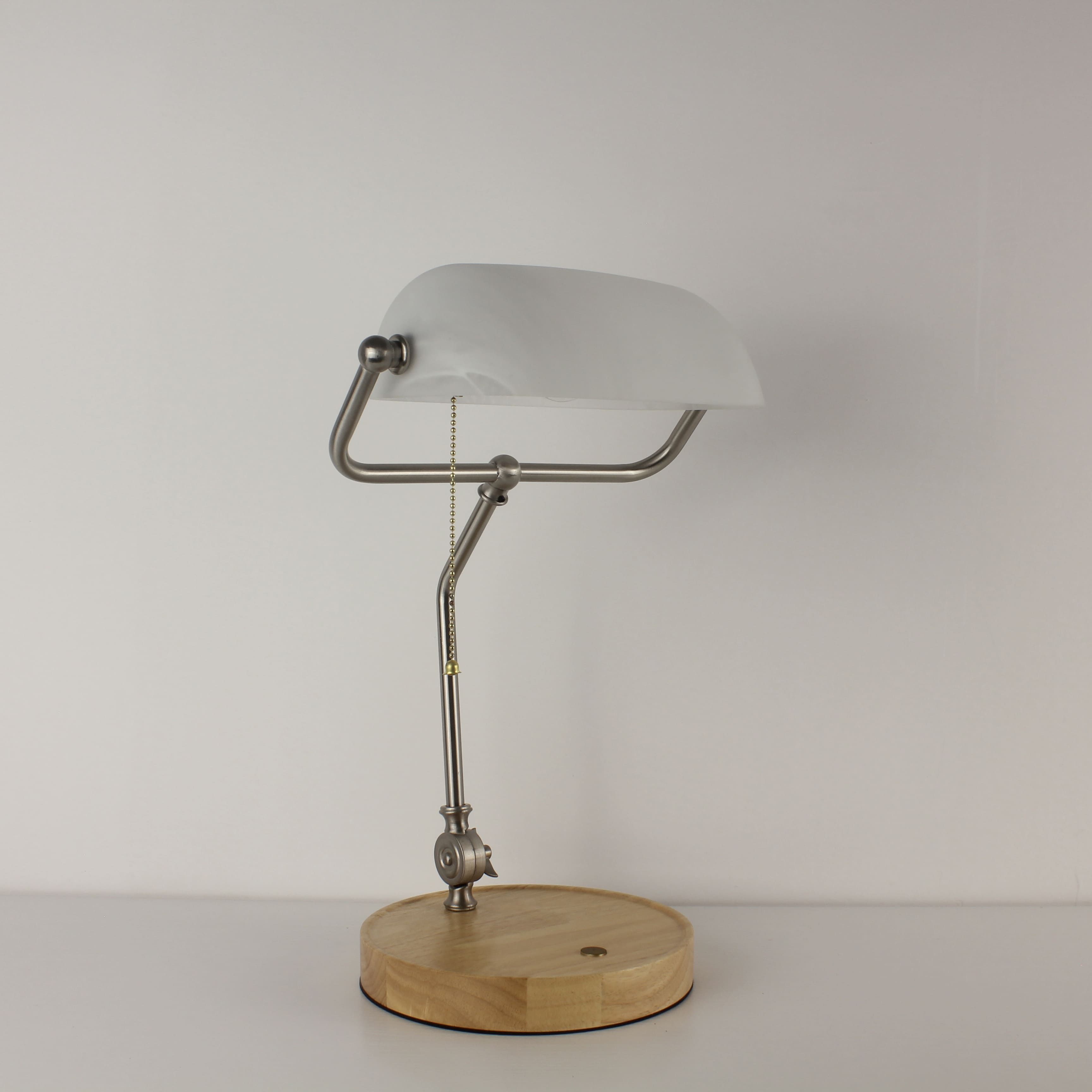 Lampe de banquier blanche à piles - Lampe de banquier sans fil avec abat-jour blanc