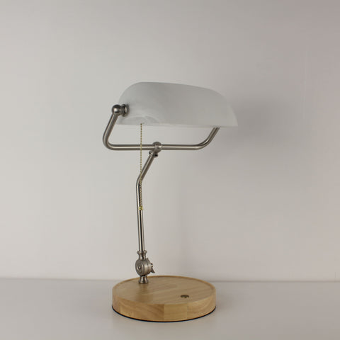 Lampe de banquier blanche à piles - Lampe de banquier sans fil avec abat-jour blanc