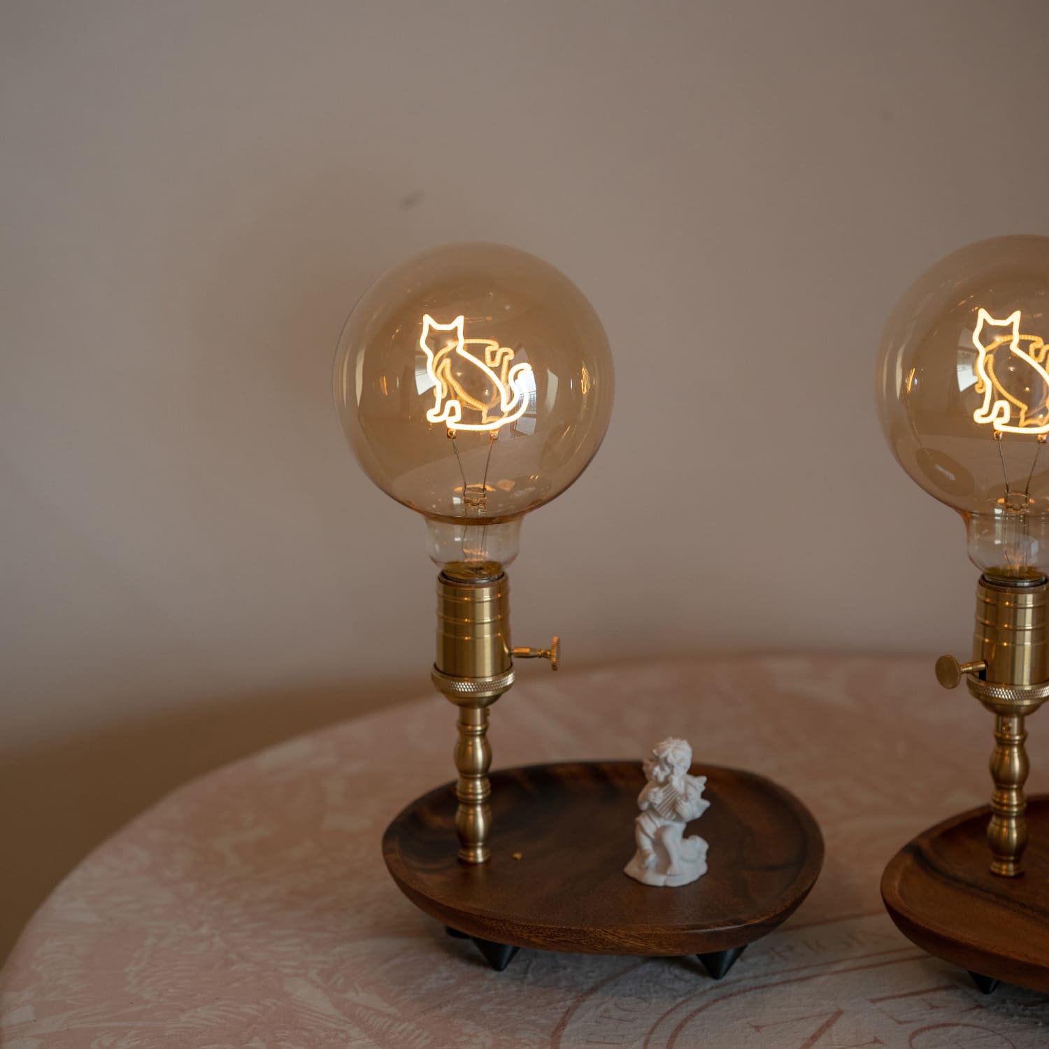 Battery Table Lamp with Walnut Trinket Tray