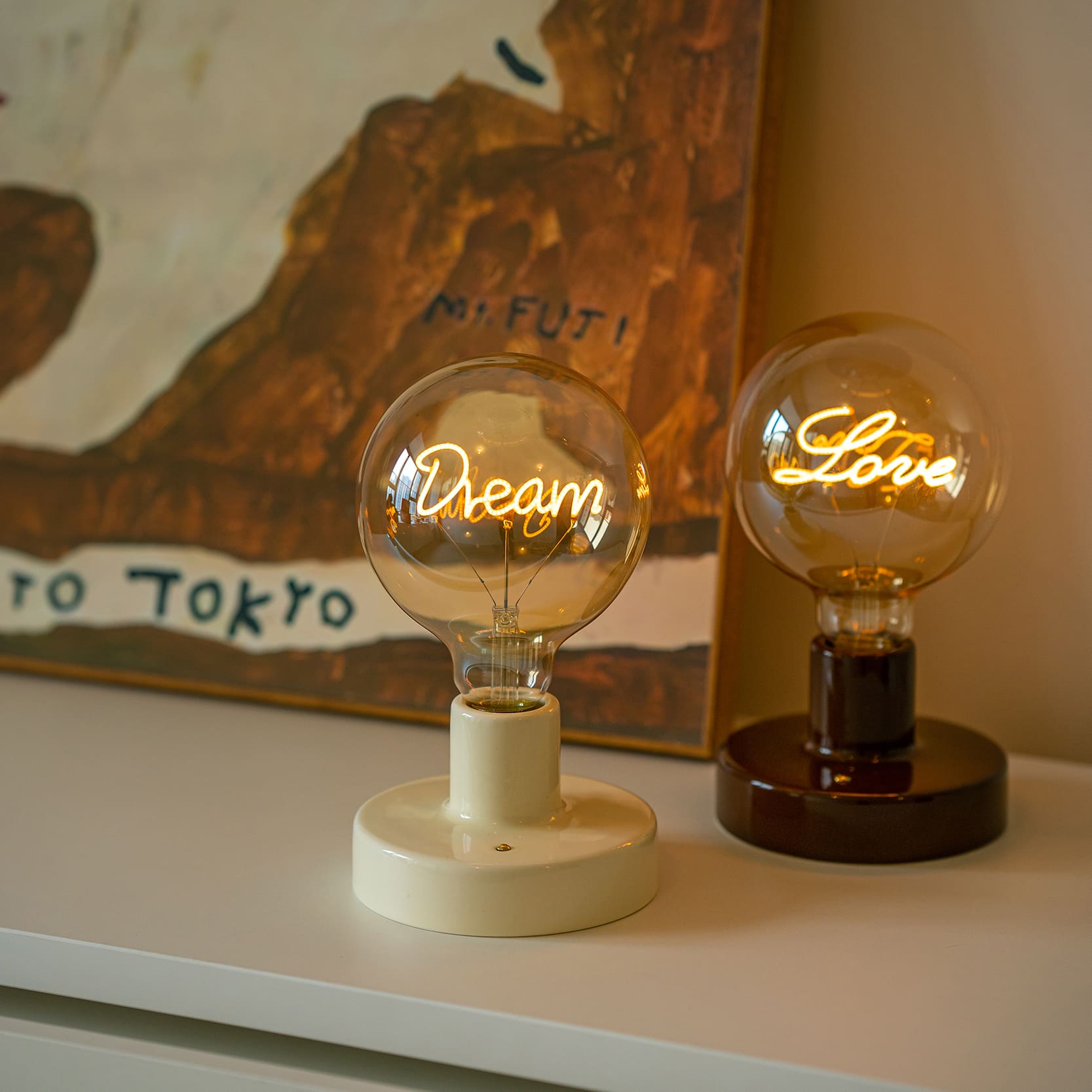 Text Edison Bulb Cordless lamp - Ceramic Base