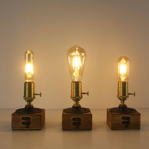 Hand Made Battery Operated Edison Accent Table Lamp - Industrial Style - Vintage Collection