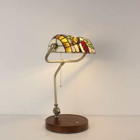 Battery Operated Tiffany Style Office Desk Lamps - Grape Lampshade