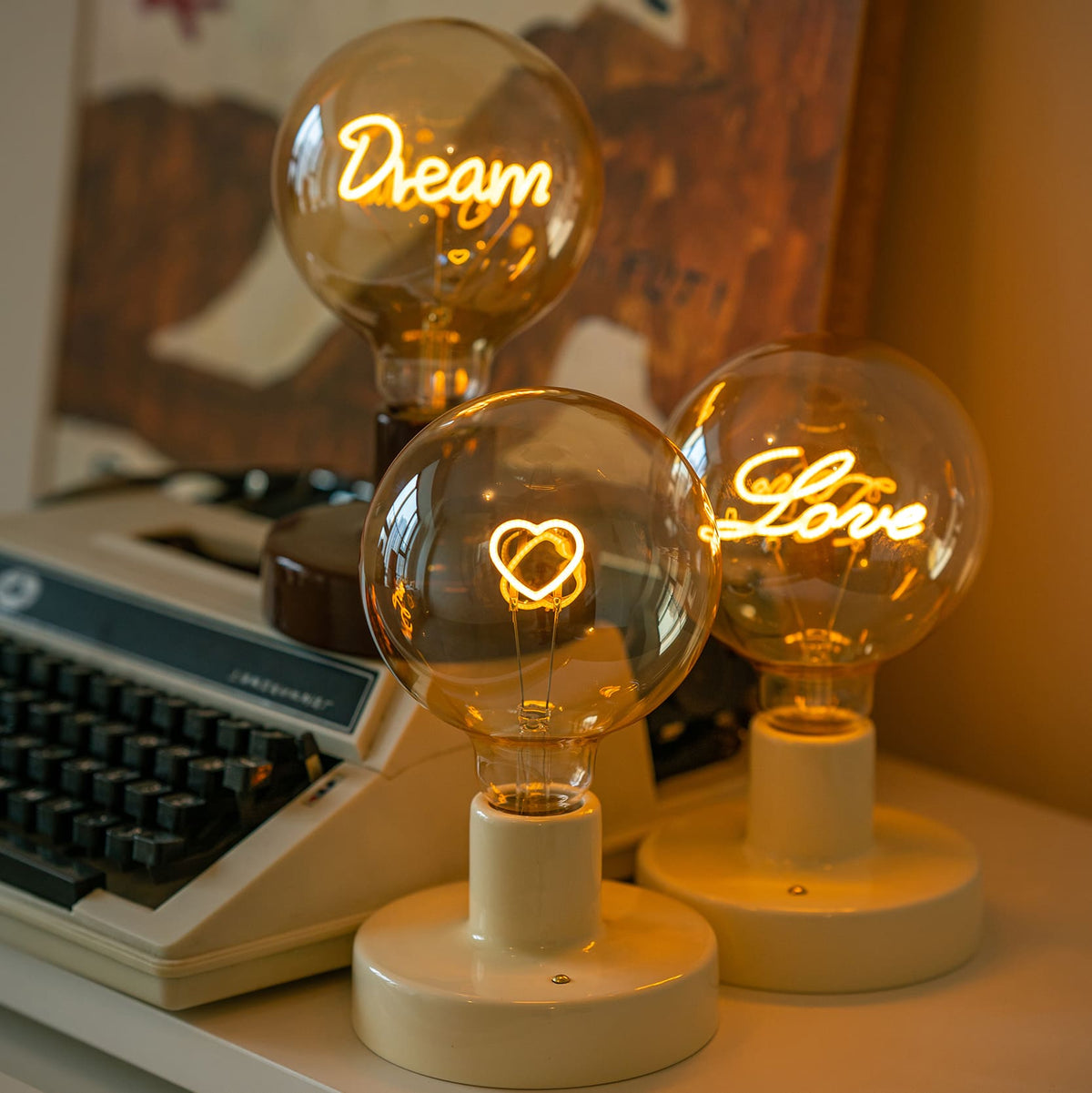 Edison Ceramics Desk Light Bulb with Text