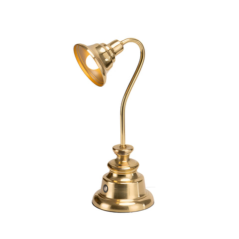Small Brass Cordless LED Table Lamp - Rechargeable Reading Lamp
