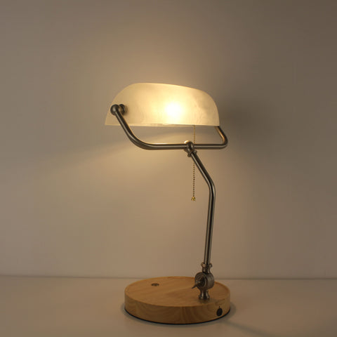 Lampe de banquier blanche à piles - Lampe de banquier sans fil avec abat-jour blanc