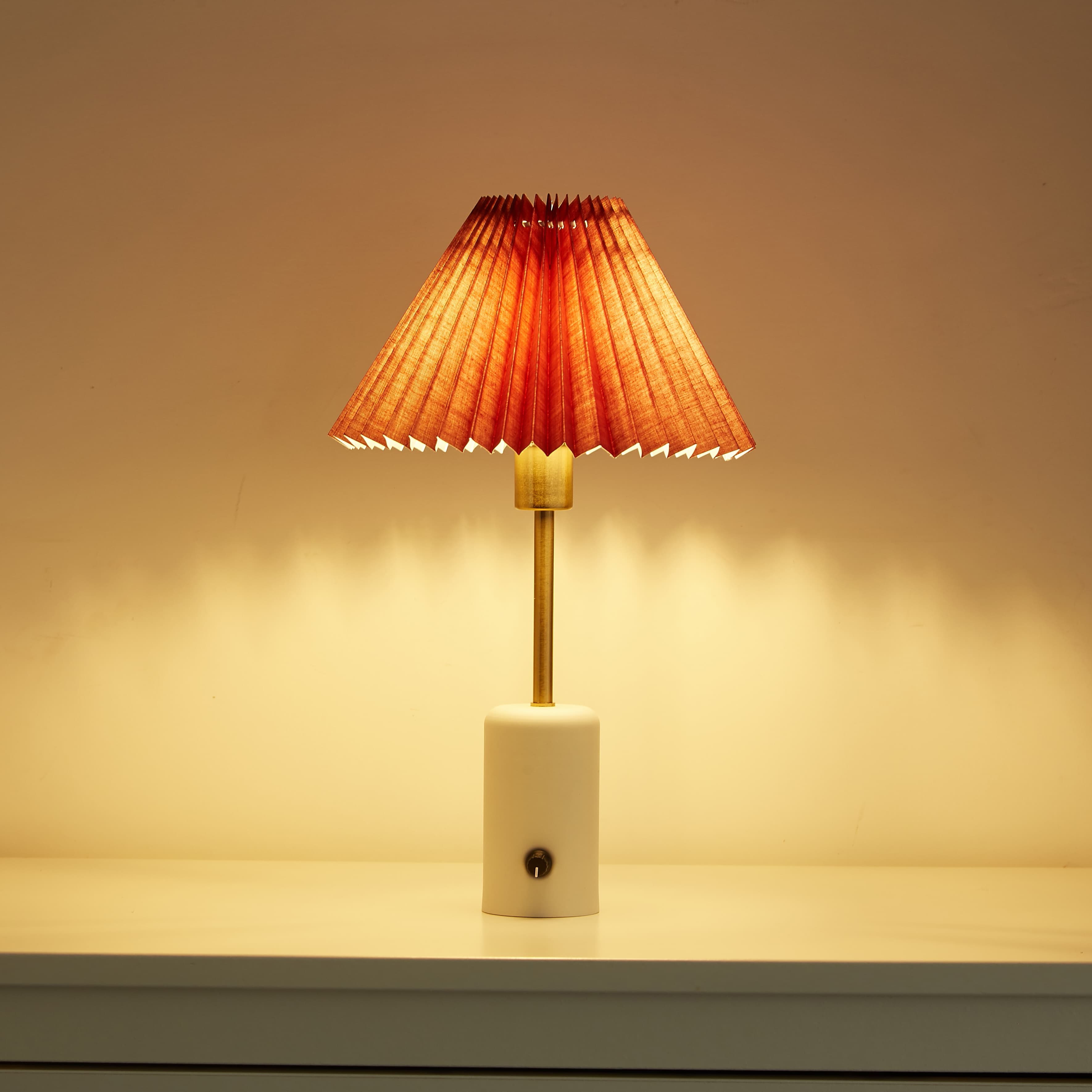 red lampshade battery operated bedside lamps