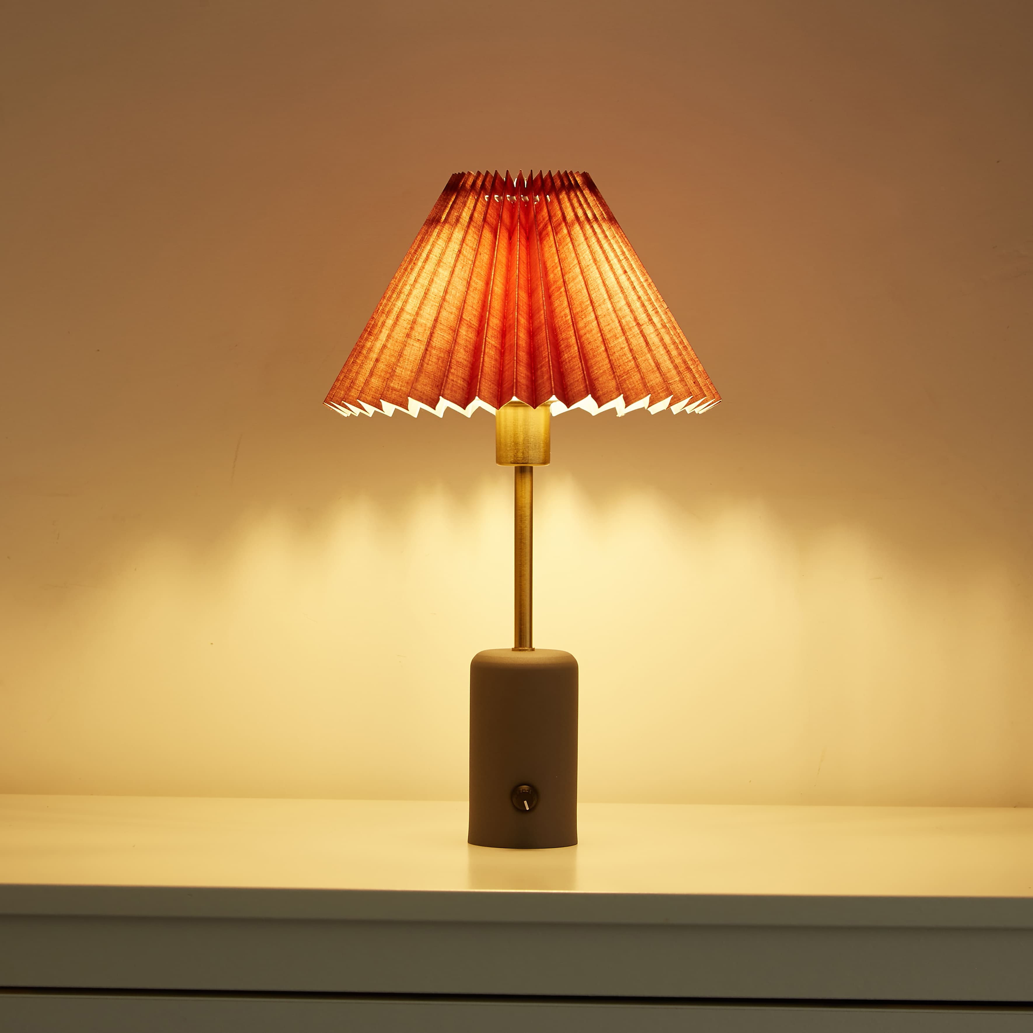 red lampshade nightstand battery led lights