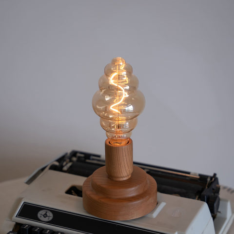 Battery Operated Wooden Table Lamp with Edison Bulb