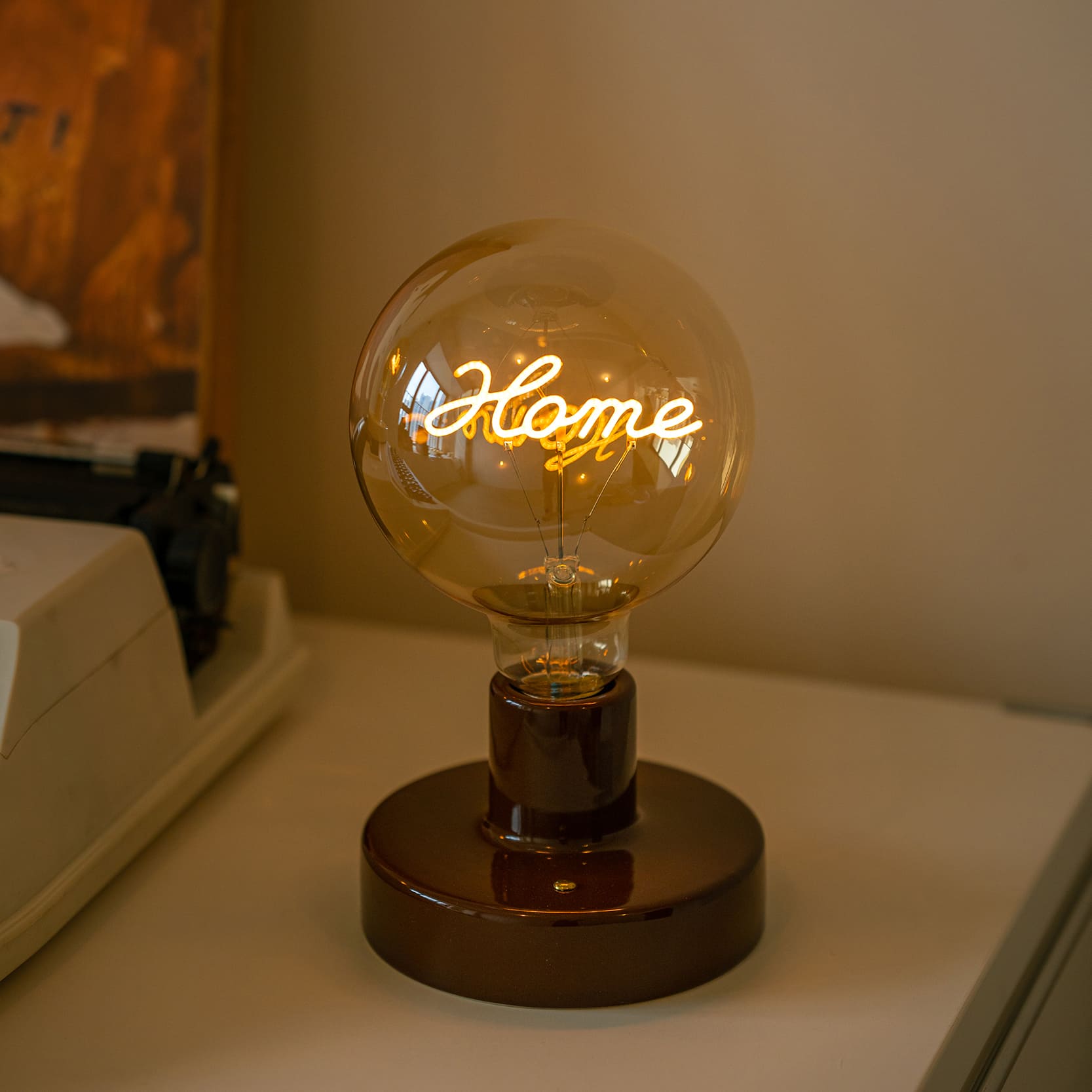 Steampunk Edison Ceramics Table Lamp Bulb with Text