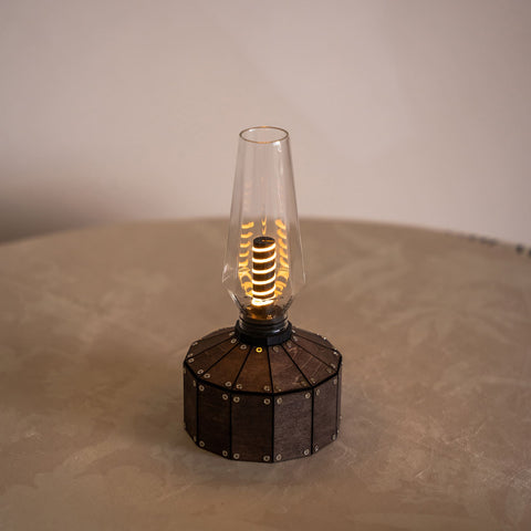 wooden LED kerosene lamp