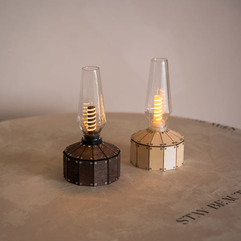 wooden LED oil lamp