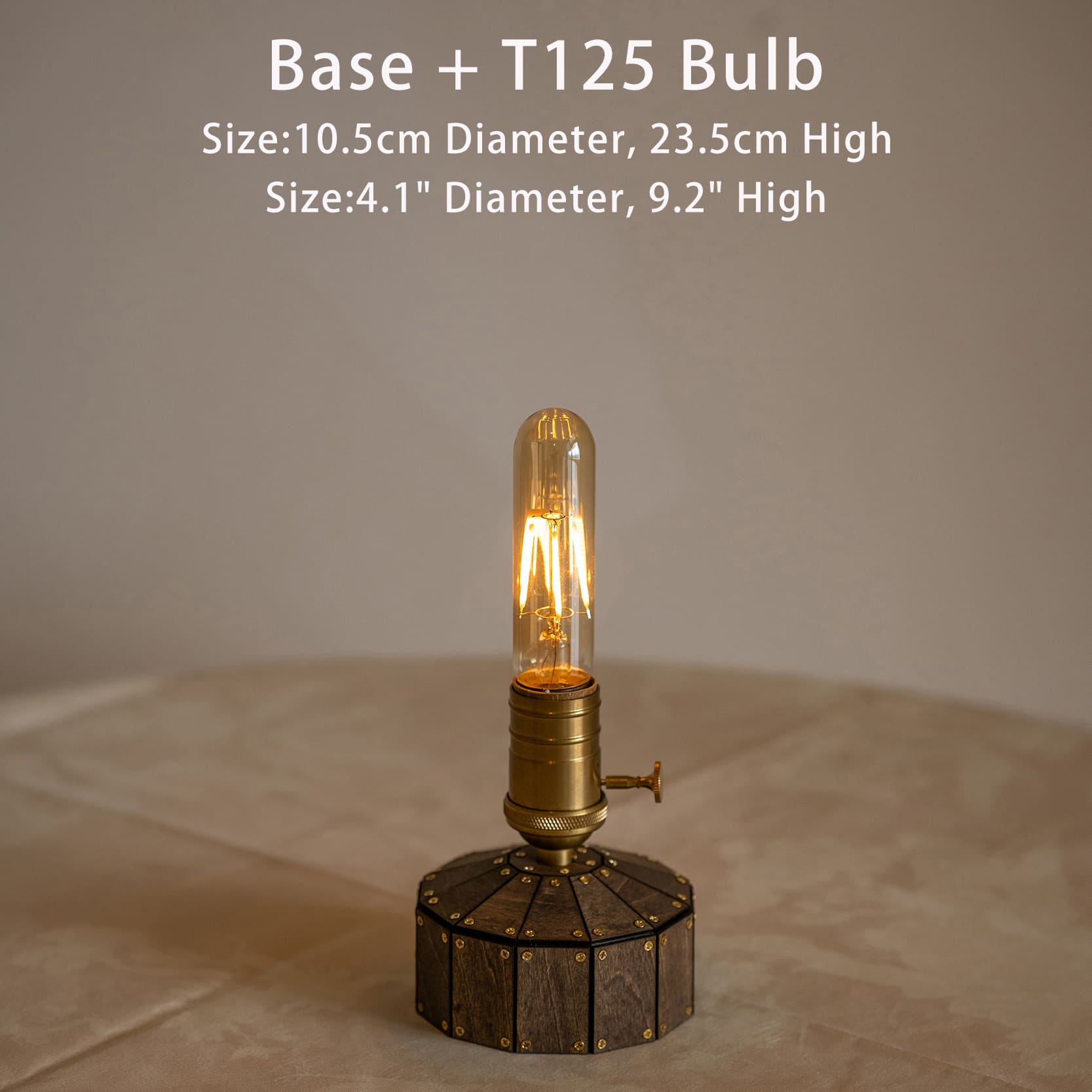 Lampe de table sans fil rétro - Lampe rechargeable en bois faite à la main